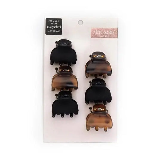 Recycled Plastic X-Small Claw Clips 6pc - Black & Tort